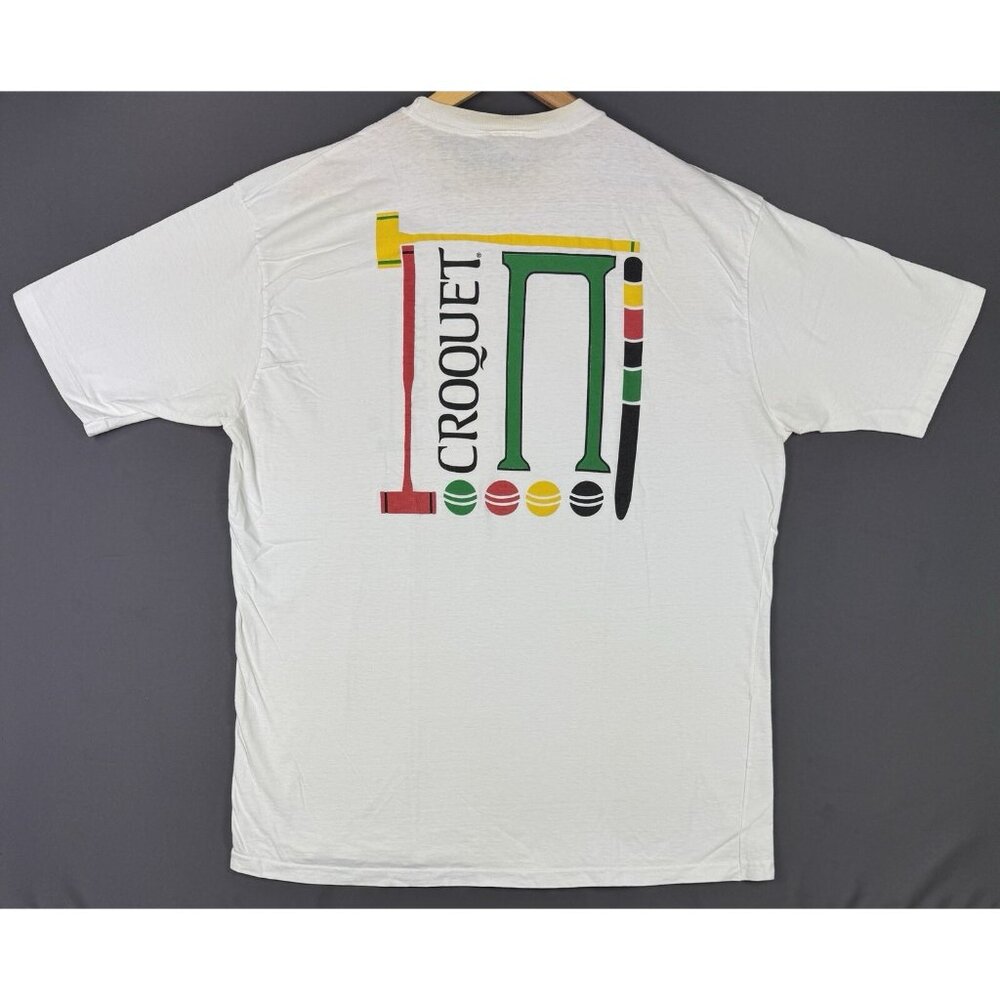 Vintage 90's Croquet White Shirt Promo Sports XL Color Rare Game Art